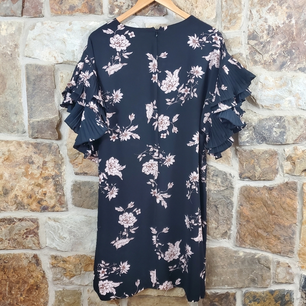 NWT Cece M MEDIUM Pleated Drape Sleeve Floral Dress - Picture 8 of 11